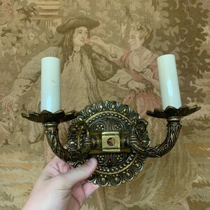 Made in Spain Ornate Brass Double Sconce